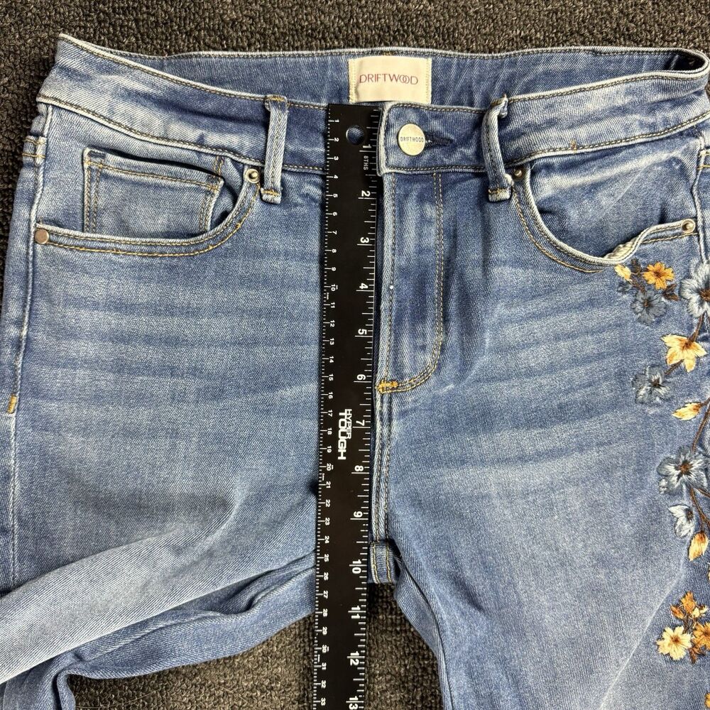 Driftwood Kelly Floral Embroidered Jeans Womens 27 X 33 Blue Bootcut Hippie Boho - Picture 5 of 11